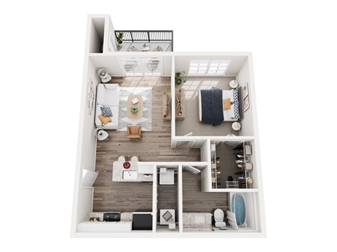 Floor plan for 1 bed, 1 bath, 600 sqft